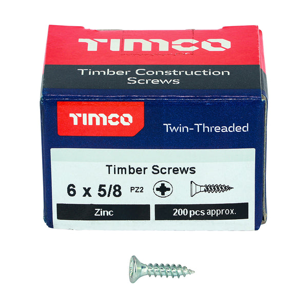 TIMCO Twin-Threaded Countersunk Silver Woodscrews