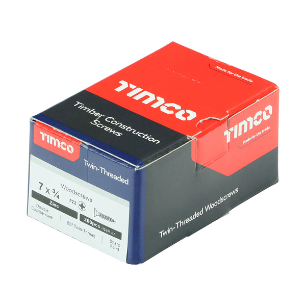 TIMCO Twin-Threaded Countersunk Silver Woodscrews