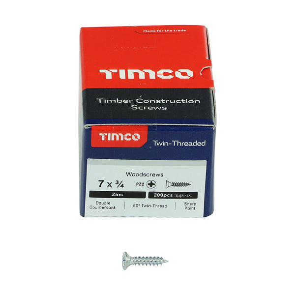 TIMCO Twin-Threaded Countersunk Silver Woodscrews