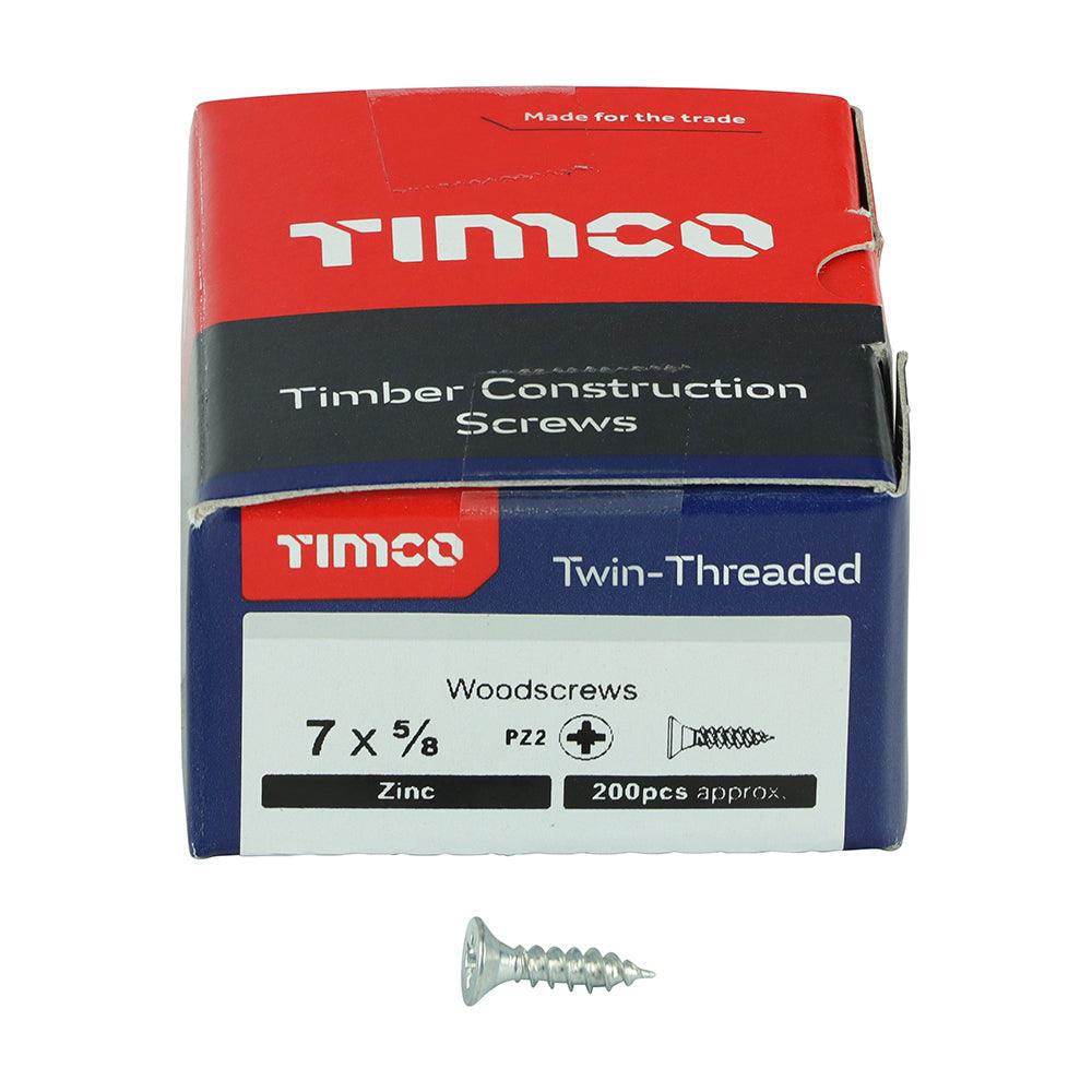 TIMCO Twin-Threaded Countersunk Silver Woodscrews