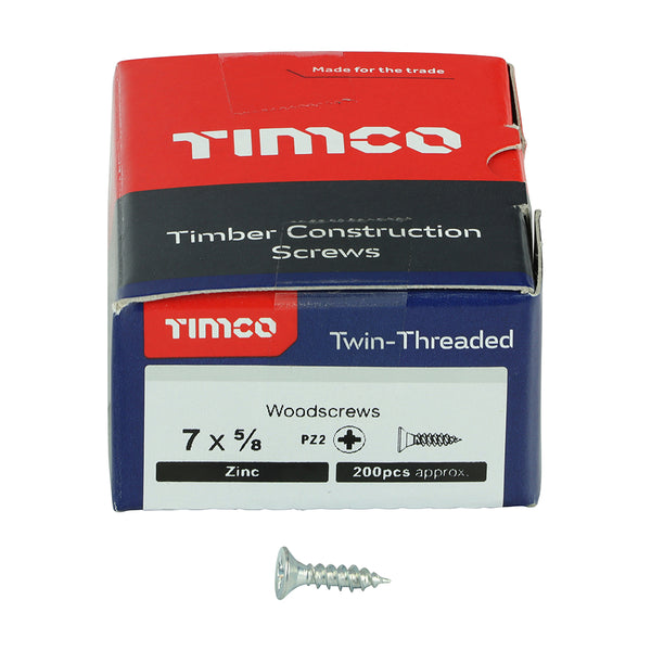 TIMCO Twin-Threaded Countersunk Silver Woodscrews