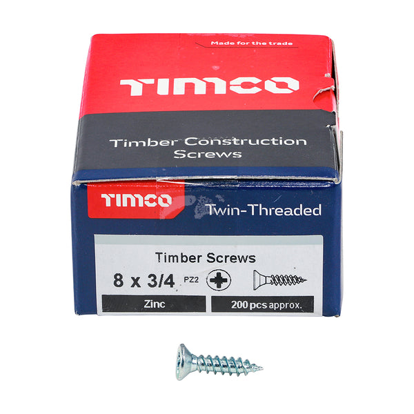 TIMCO Twin-Threaded Countersunk Silver Woodscrews