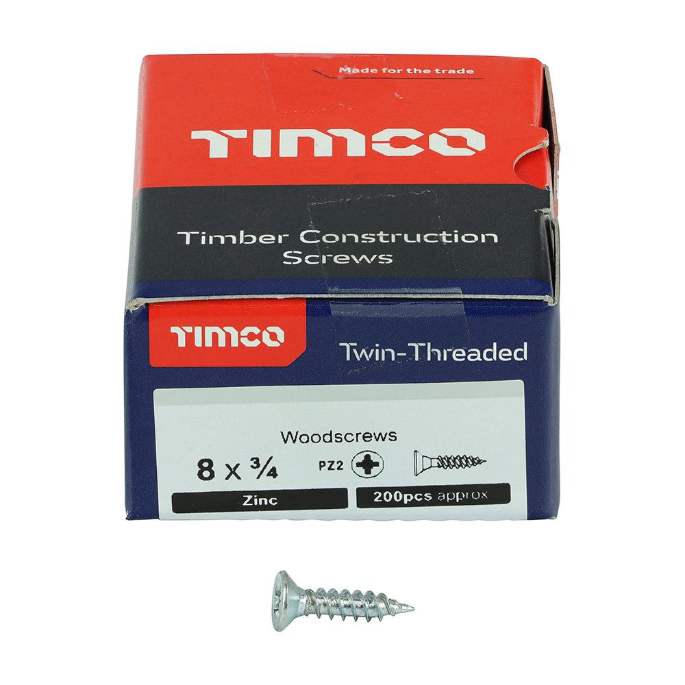 TIMCO Twin-Threaded Countersunk Silver Woodscrews