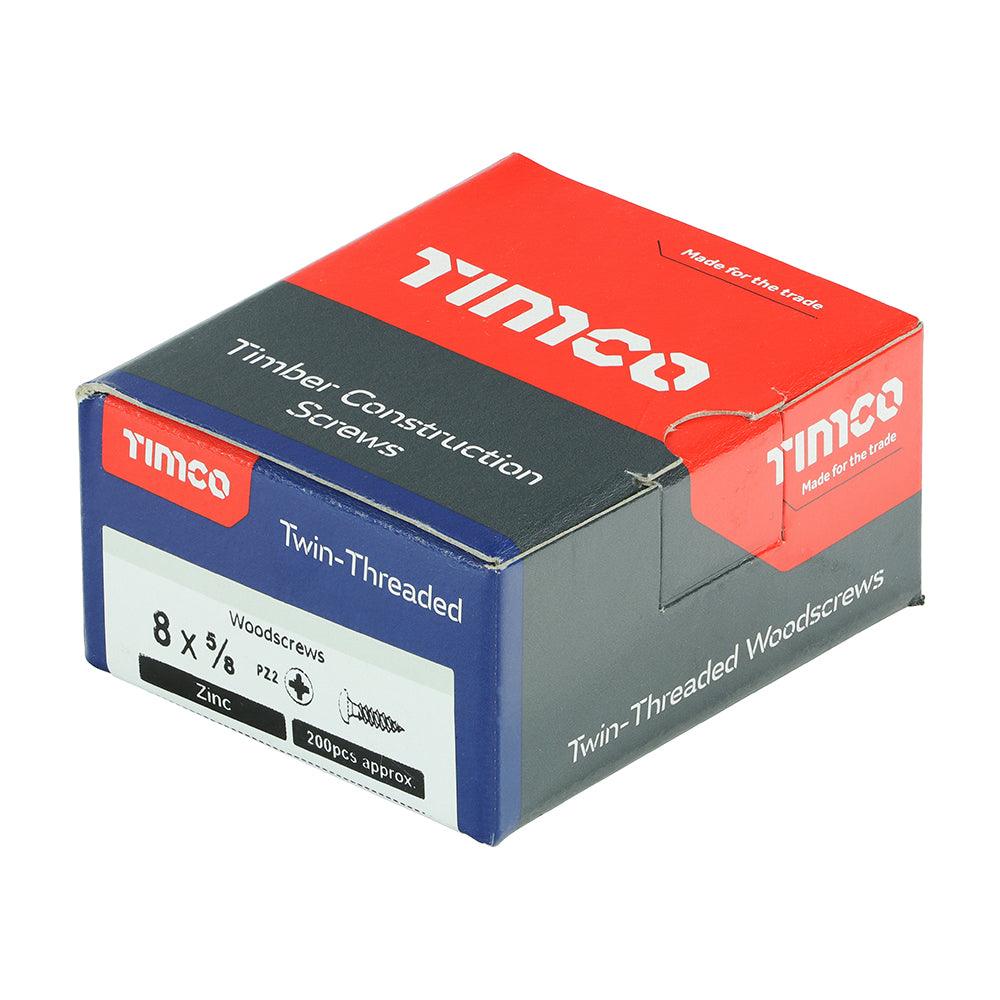 TIMCO Twin-Threaded Round Head Silver Woodscrews