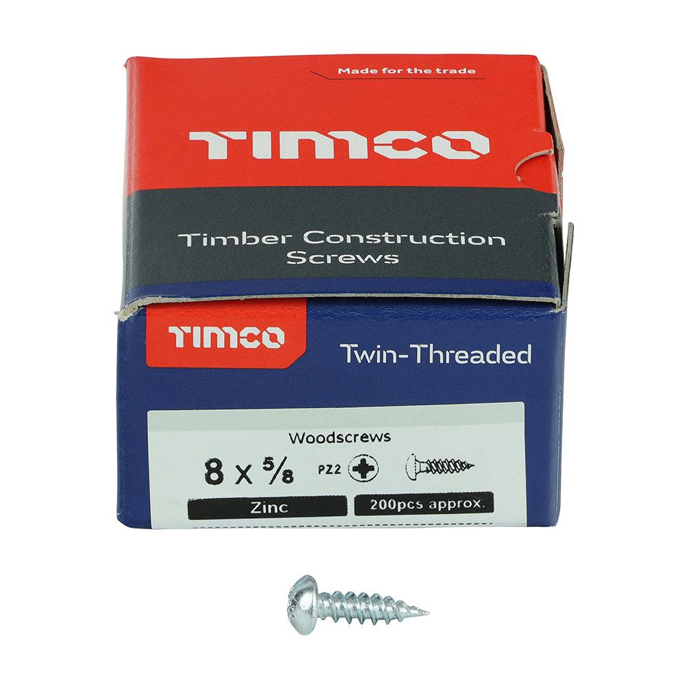 TIMCO Twin-Threaded Round Head Silver Woodscrews