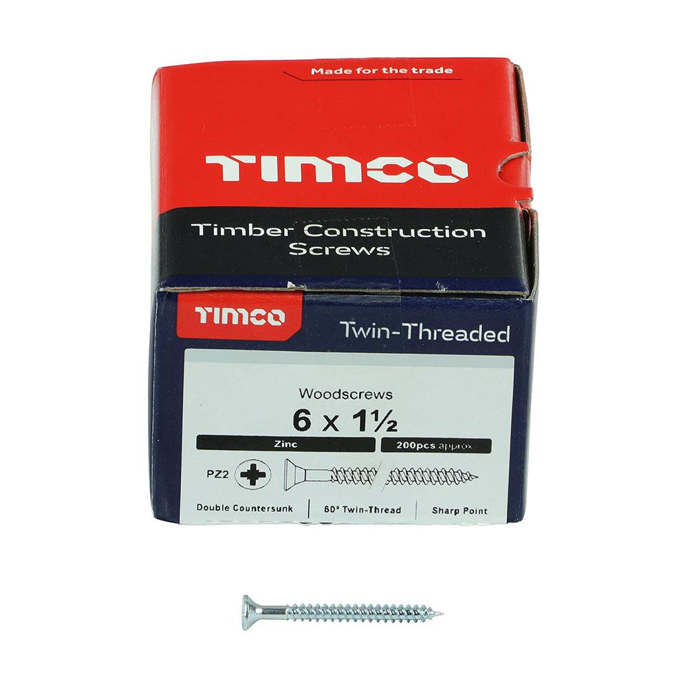 TIMCO Twin-Threaded Countersunk Silver Woodscrews