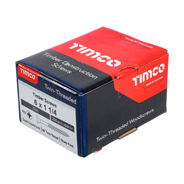 TIMCO Twin-Threaded Countersunk Silver Woodscrews