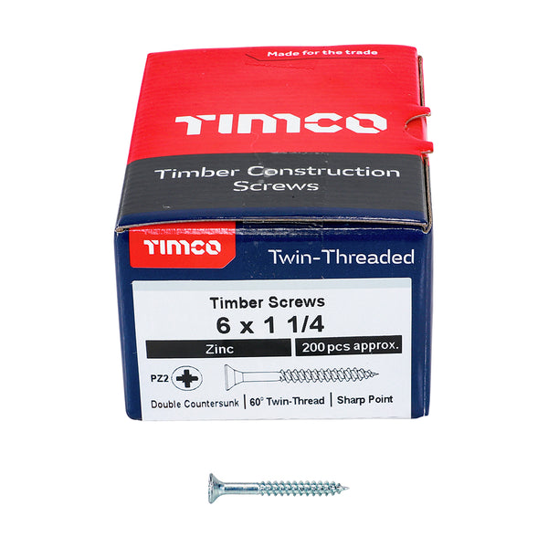 TIMCO Twin-Threaded Countersunk Silver Woodscrews