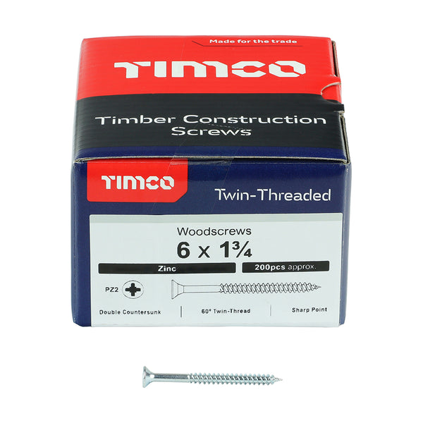 TIMCO Twin-Threaded Countersunk Silver Woodscrews