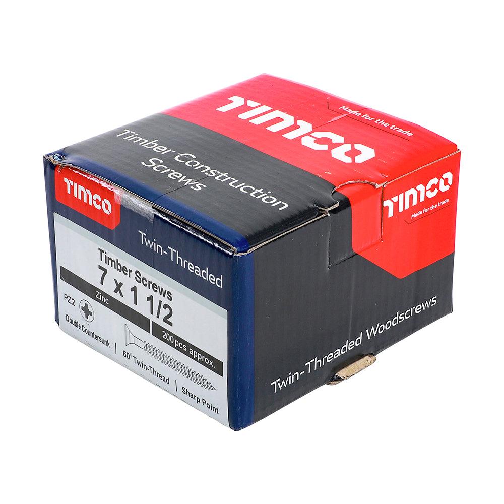 TIMCO Twin-Threaded Countersunk Silver Woodscrews