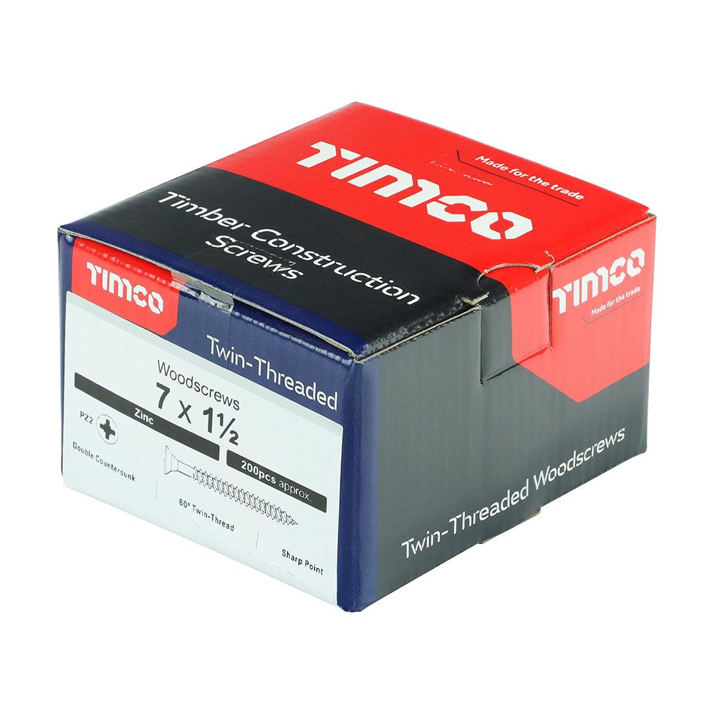 TIMCO Twin-Threaded Countersunk Silver Woodscrews