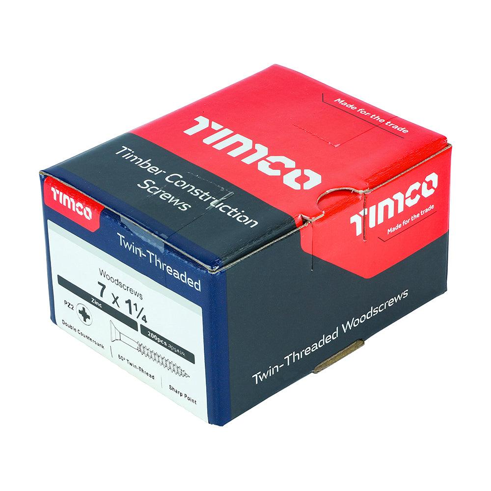 TIMCO Twin-Threaded Countersunk Silver Woodscrews