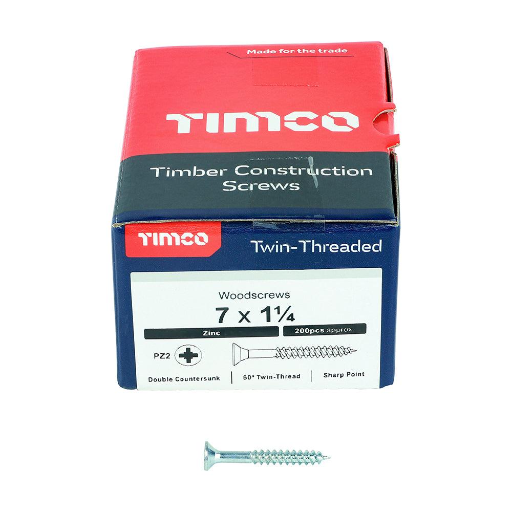 TIMCO Twin-Threaded Countersunk Silver Woodscrews