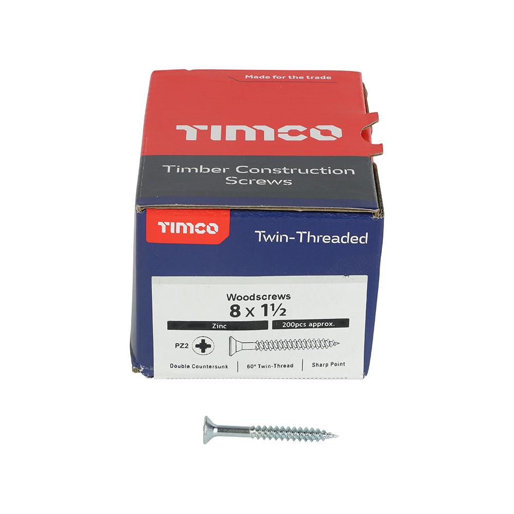 TIMCO Twin-Threaded Countersunk Silver Woodscrews