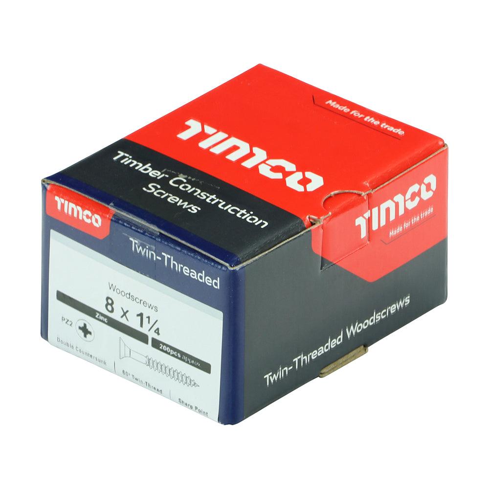 TIMCO Twin-Threaded Countersunk Silver Woodscrews