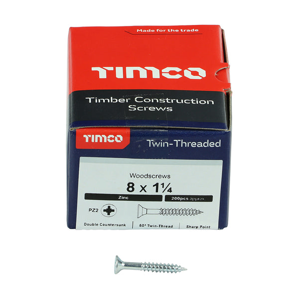 TIMCO Twin-Threaded Countersunk Silver Woodscrews