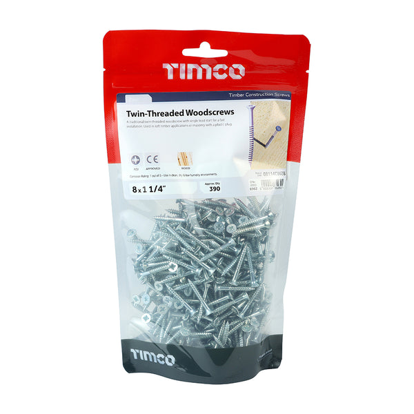 TIMCO Twin-Threaded Countersunk Silver Woodscrews