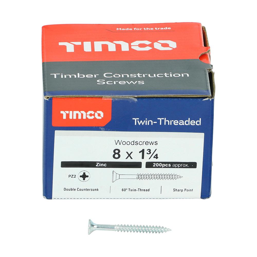 TIMCO Twin-Threaded Countersunk Silver Woodscrews