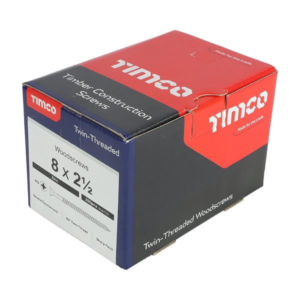 TIMCO Twin-Threaded Countersunk Silver Woodscrews