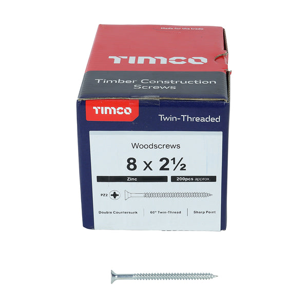 TIMCO Twin-Threaded Countersunk Silver Woodscrews