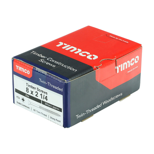 TIMCO Twin-Threaded Countersunk Silver Woodscrews