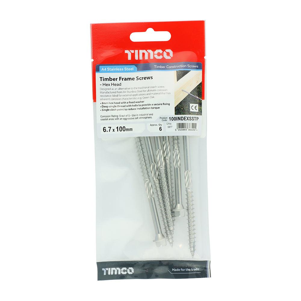 TIMCO Timber Screws Hex Flange Head A4 Stainless Steel