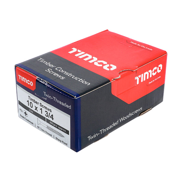 TIMCO Twin-Threaded Countersunk Silver Woodscrews