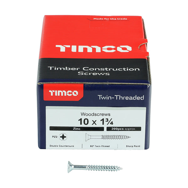 TIMCO Twin-Threaded Countersunk Silver Woodscrews