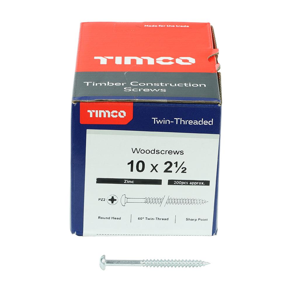 TIMCO Twin-Threaded Round Head Silver Woodscrews