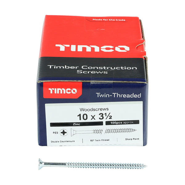 TIMCO Twin-Threaded Countersunk Silver Woodscrews