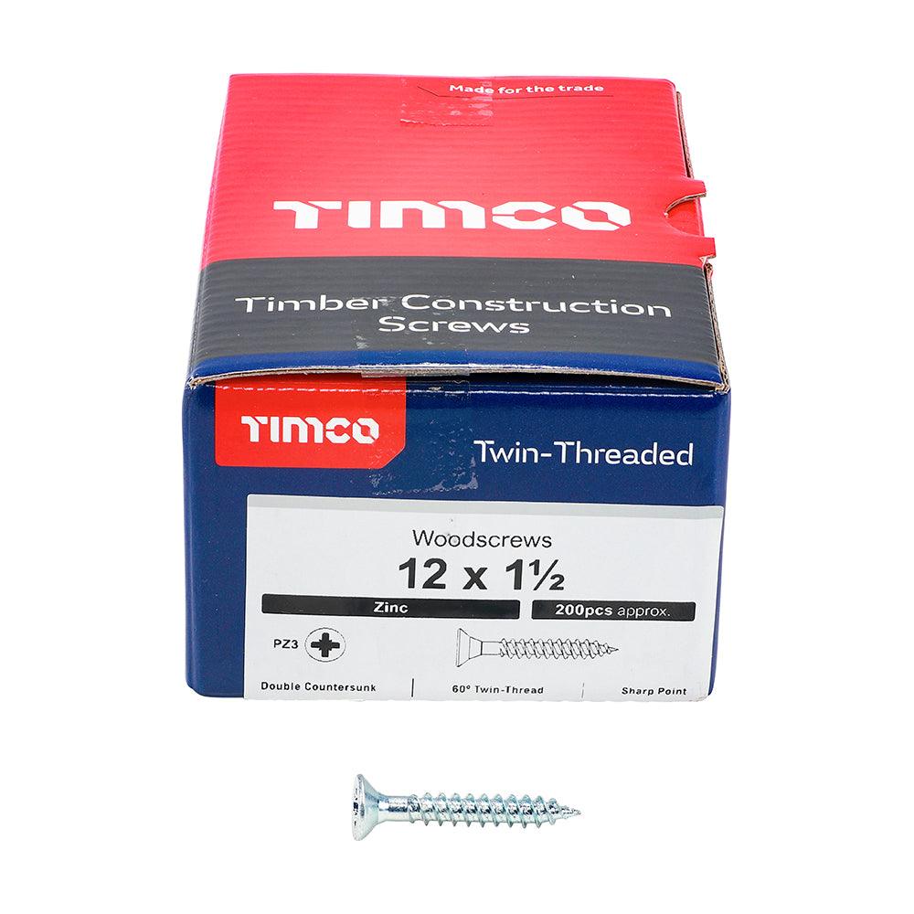 TIMCO Twin-Threaded Countersunk Silver Woodscrews