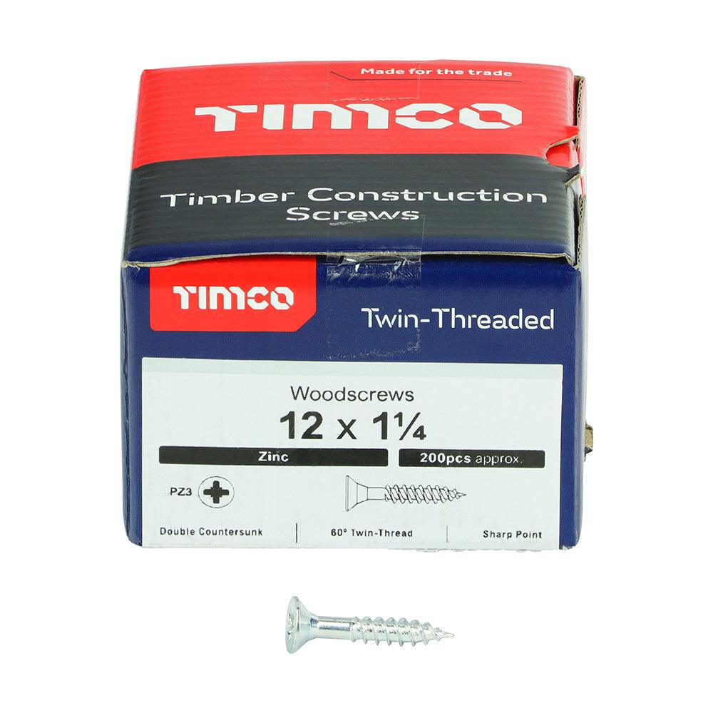 TIMCO Twin-Threaded Countersunk Silver Woodscrews