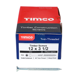 TIMCO Twin-Threaded Countersunk Silver Woodscrews