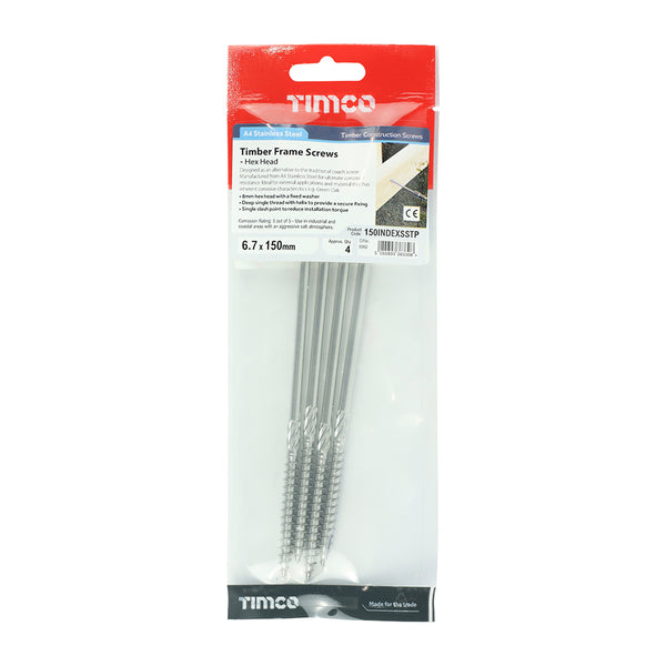 TIMCO Timber Screws Hex Flange Head A4 Stainless Steel