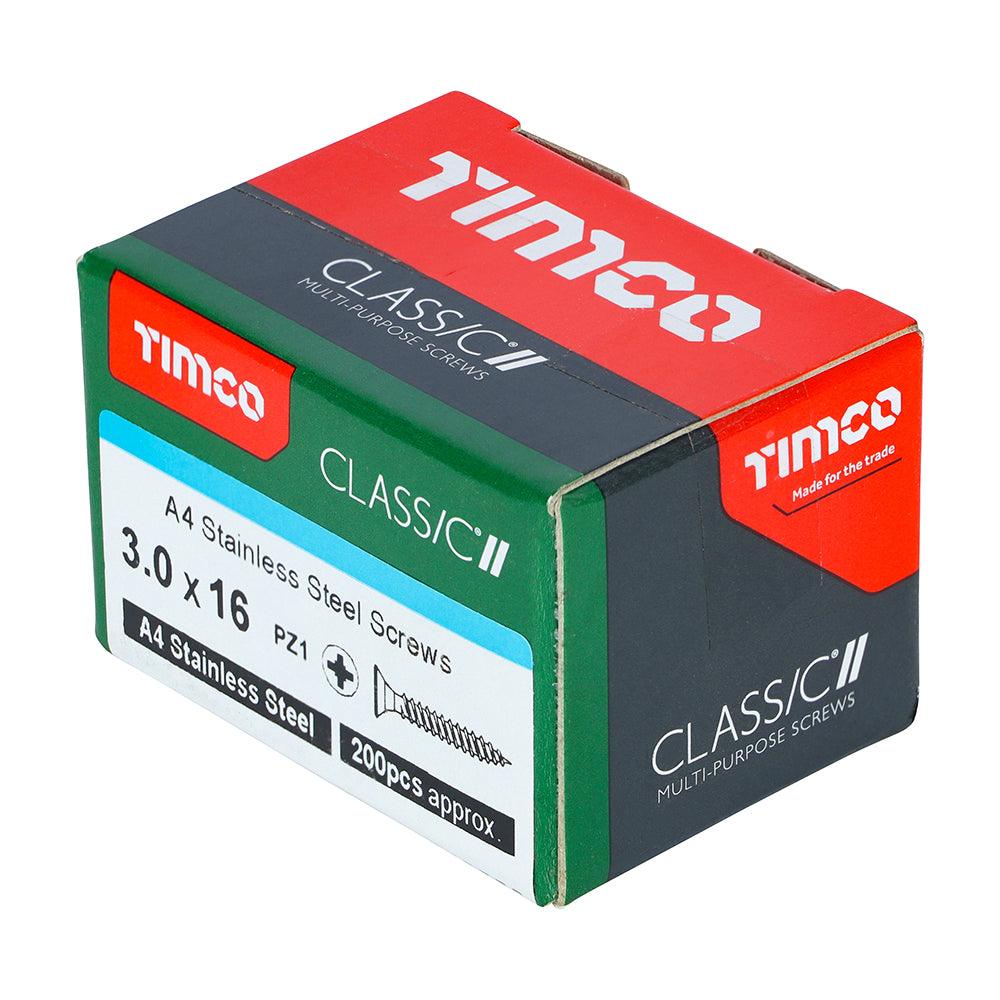 TIMCO Classic Multi-Purpose Countersunk A4 Stainless Steel Woodcrews - 0