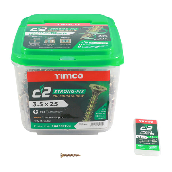 TIMCO C2 Strong-Fix Multi-Purpose Premium Countersunk Gold Woodscrews