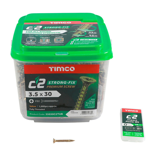 TIMCO C2 Strong-Fix Multi-Purpose Premium Countersunk Gold Woodscrews