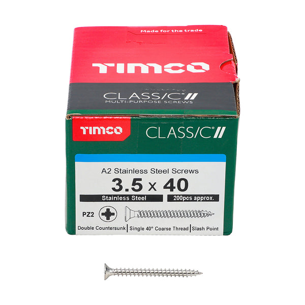 TIMCO Classic Multi-Purpose Countersunk A2 Stainless Steel Woodcrews