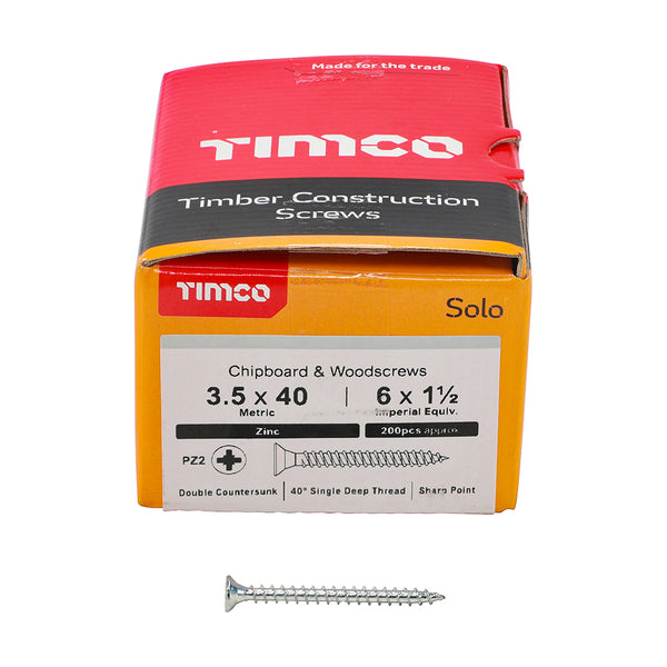 TIMCO Solo Countersunk Silver Woodscrews