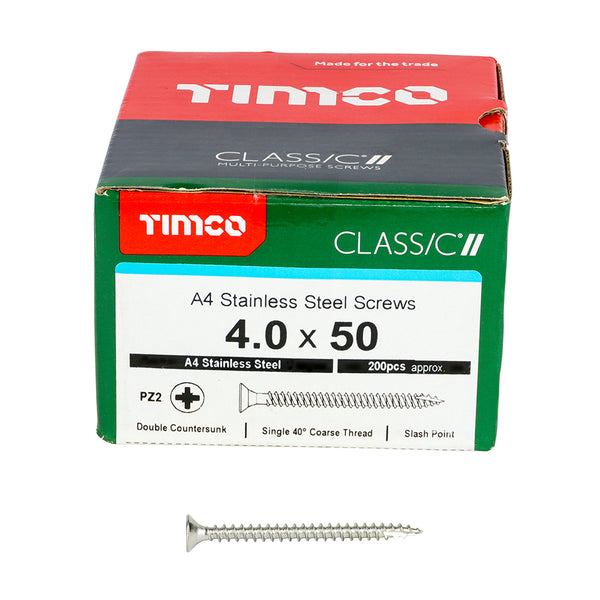 TIMCO Classic Multi-Purpose Countersunk A4 Stainless Steel Woodcrews