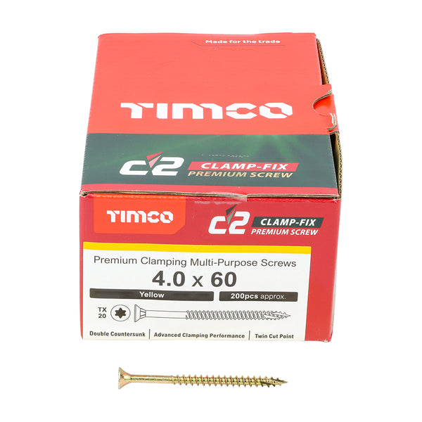 TIMCO C2 Clamp-Fix Multi-Purpose Premium Countersunk Gold Woodscrews