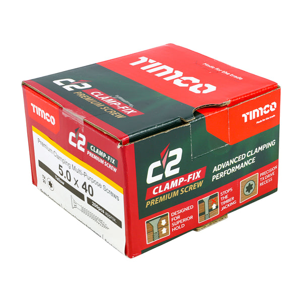 TIMCO C2 Clamp-Fix Multi-Purpose Premium Countersunk Gold Woodscrews