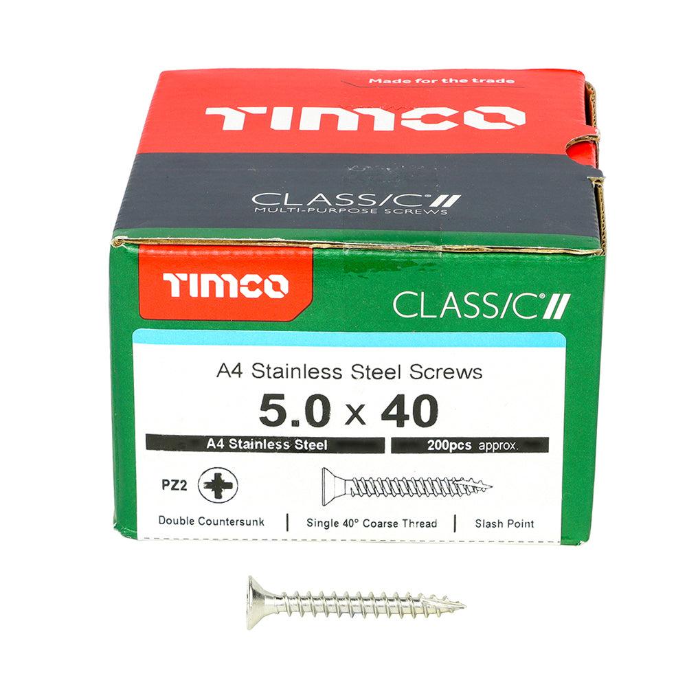 TIMCO Classic Multi-Purpose Countersunk A4 Stainless Steel Woodcrews