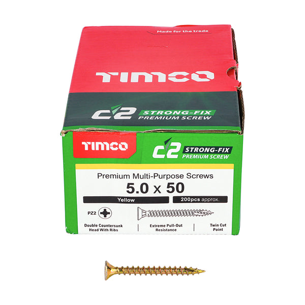 TIMCO C2 Strong-Fix Multi-Purpose Premium Countersunk Gold Woodscrews