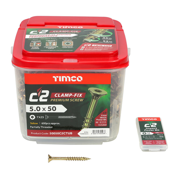 TIMCO C2 Clamp-Fix Multi-Purpose Premium Countersunk Gold Woodscrews