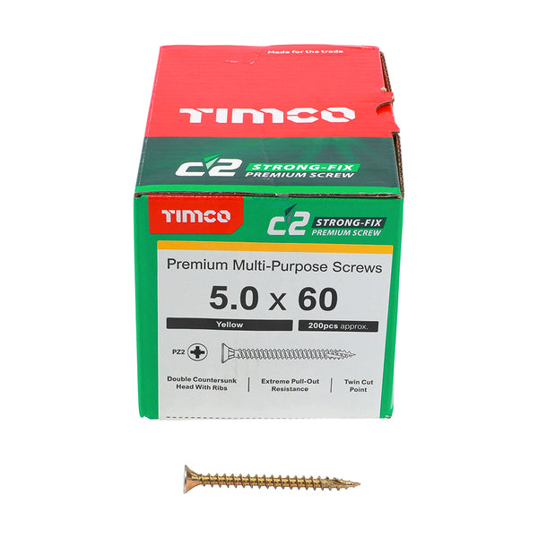 TIMCO C2 Strong-Fix Multi-Purpose Premium Countersunk Gold Woodscrews