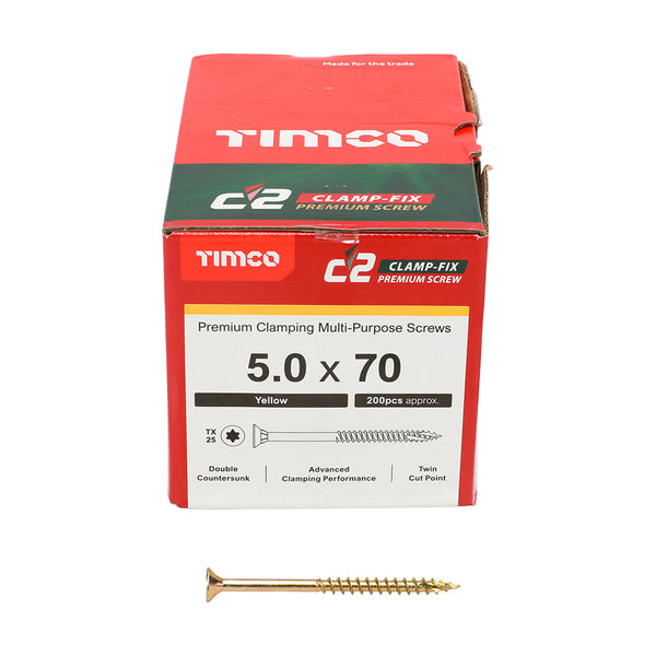 TIMCO C2 Clamp-Fix Multi-Purpose Premium Countersunk Gold Woodscrews