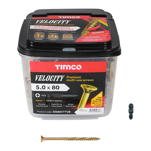 TIMCO Velocity Premium Multi-Use Countersunk Gold Woodscrews