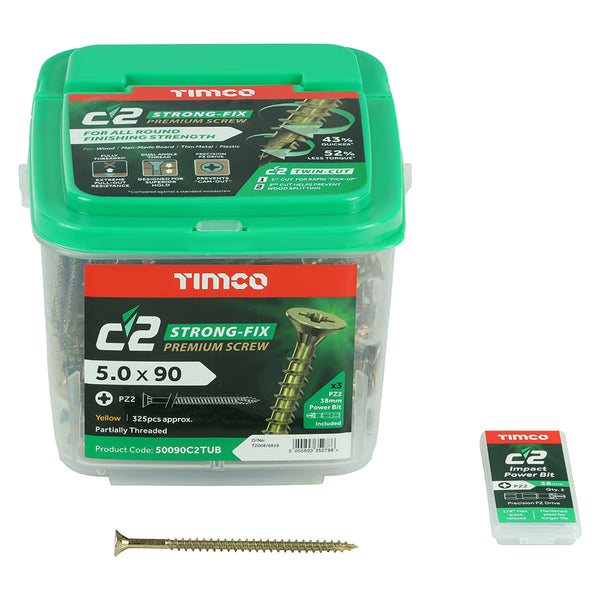 TIMCO C2 Strong-Fix Multi-Purpose Premium Countersunk Gold Woodscrews