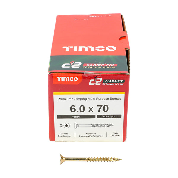 TIMCO C2 Clamp-Fix Multi-Purpose Premium Countersunk Gold Woodscrews